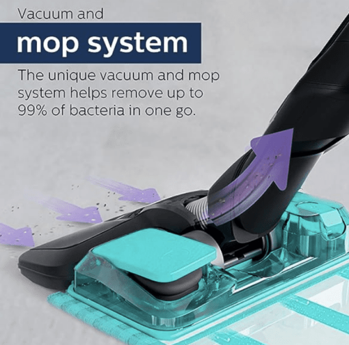 Philips Domestic Appliances SpeedPro Aqua Cordless Vacuum Cleaner FC6728/01 with Vacuum and mop System Denim Blue Metallic, Medium - Image 4